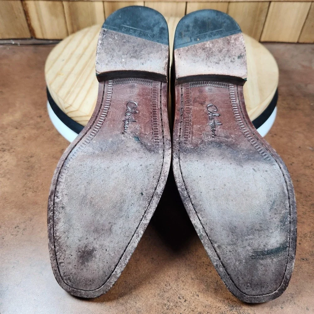 Cole Haan Tassel Loafer Shoes Mens‎ 10 M Brown Leather Slip On Dress Square Toe